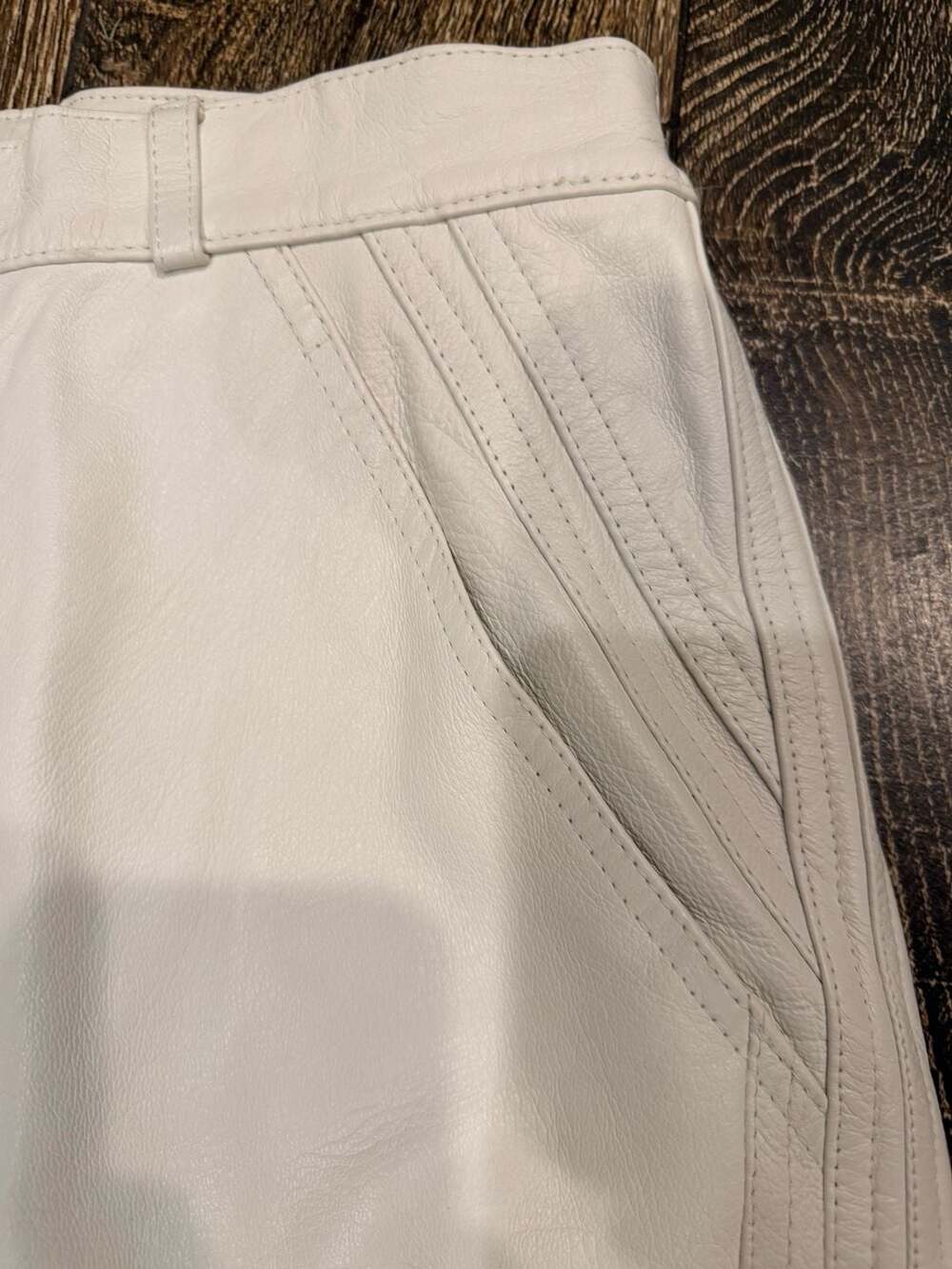 Suzelle Vintage Off-White 100% Leather Pants Size 12 - Picture 7 of 11